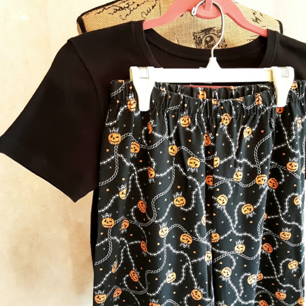 Girl's Halloween Pumpkin Queen Pajama Pants XL Jack O'Lantern in Crown